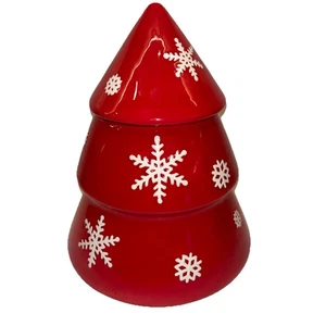 VTG Target Christmas Tree Cookie Jar Treats Festive ‘07 Ceramic Red White Retro - Picture 1 of 8