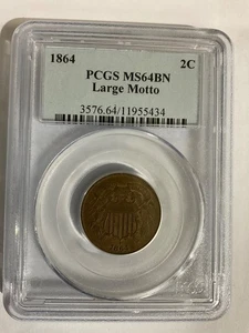 1864 Large Motto Two Cent 2C PCGS MS64BN 11955434 - Picture 1 of 2