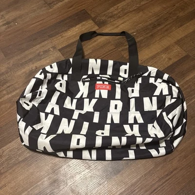 Bolso de Lona ROSA Victoria Secret Logo Fin de Semana Gimnasio Grande Negro Viaje Noche Foto 1 de 4