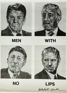 ROBBIE CONAL SIGNIERT MÄNNER OHNE LIPPEN DRUCK POLITISCHE STREET ART LITHO POSTER VINTAGE - Bild 1 von 23