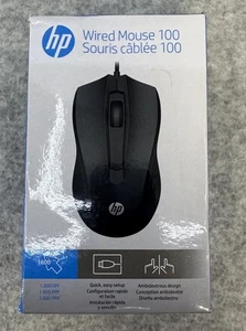 Mysz przewodowa HP 100 USB optyczna ergonomiczna czarna komputer komputer laptop plug play nowa - Zdjęcie 1 z 6
