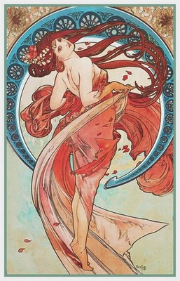ORENCO ORIGINALS Art Nouveau Alphonse Mucha's Dancer Poster Counted Cross Stitch Chart Pattern