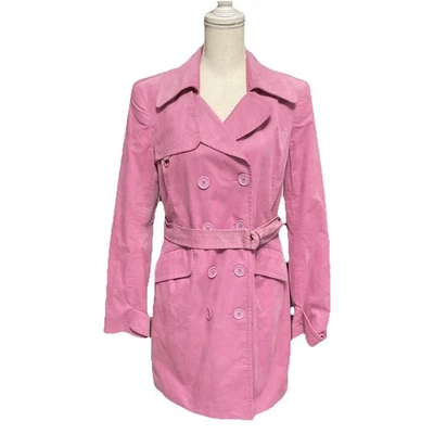 Gabardina Bebe Rosa Pana Doble Pecho Cinturón Nueva con Etiquetas Talla Grande Foto 1 de 4