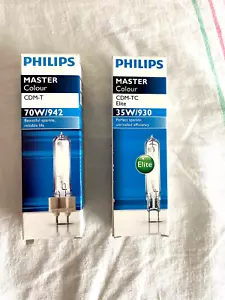 2 NEW Philips Master Colour CDM-T 70W/942 & CDM-TC 35W/930 BULBS. - Picture 1 of 3