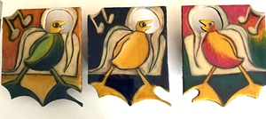 Set 3 Orig Surreal Bird Acrylic Paintings Virginia Erdie Signed Art Block - Picture 1 of 10