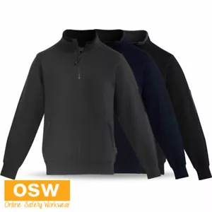 Mens Premium Half Zip Heavyweight Winter Warm Tradies Work Pull Over Jumper - Picture 1 of 6