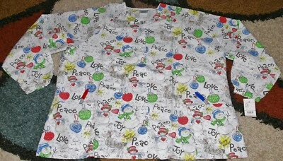 White Swan Christmas Warm up Jacket Bottom Pockets Joy Peace Love Print Sz 3X - Image 1 of 4