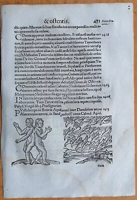 Wolfhart Chronicon Originalblatt Monster Vögel Sonnenfinsternis  (472) 1557 • 35€