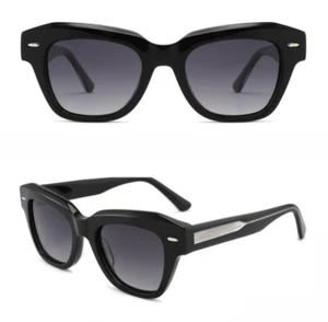 Retro Fashion Acetate Polarized Sunglasses Square Black Shades Men Women Vintage - Picture 1 of 13