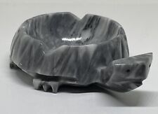 Vintage Marble Stone Turtle Tortoise Footed Ashtray Gray, White & Spotted Black