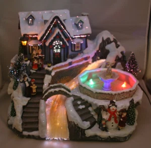 Avon Christmas Fiber Optic Lighted Musical Scene Water Fountain *Works* - Picture 1 of 6