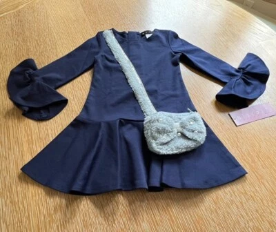 Nuevo con etiquetas Vestido Biscotti Collection Niña Pequeña Azul Marino Línea A Cosido en Cartera Talla 3T Foto 1 de 4