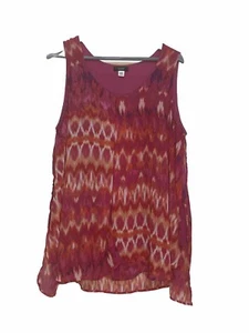 Cocomo Womens Size 26/28W Sleeveless Knit Tank Top Layered Abstract Pink Orange - Picture 1 of 9