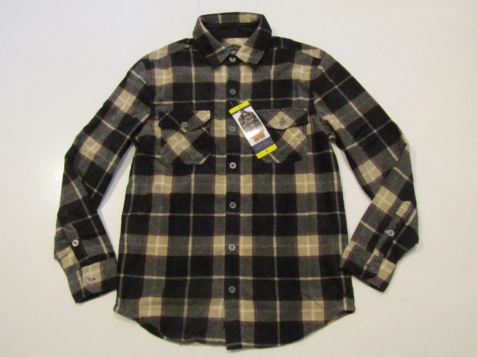 FREEDOM FOUNDRY Shirt Button Up Black Plaid Fleece Sz Small Mens