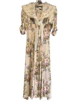 Vestido victoriano vintage años 80 KAREN ALEXANDER 100 % rayón floral cabaña jardín talla 8 Foto 1 de 4