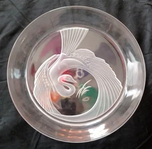 Sasaki Crystal LE CYGNE Frosted Floral 12" Serving Platter - Picture 1 of 5