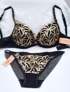 Lise Charmel Set vorgeformter Bügel BH 80D & Slip 40 NEU VK 228,45 ECLATS D'OR - Bild 1 von 16