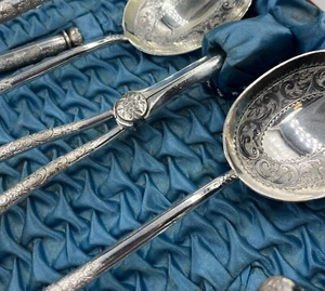 A superb Victorian silver plated fruit serving set nut crackers grape scissors - Picture 1 of 16