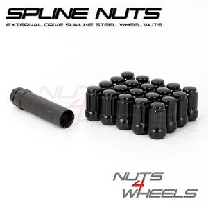 20 x Black Spline Wheel Nuts M12x1.25 Fits Nissan Micra Sunny 180sx - Picture 1 of 3