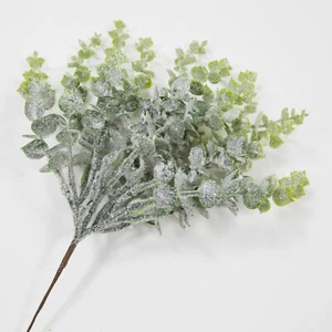 Künstlicher Eukalyptus Busch Glitzer mattiert weiß 33 cm Weihnachten Wohnkultur - Bild 1 von 3
