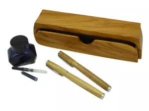 Set Rollerball und Füller aus Olivenholz, Design Kästchen - Bild 1 von 7