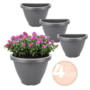 4x Blumentopf Wand Blumen Topf Montage Vase Pflanzen Halterung 30 cm Grau - Bild 1 von 7