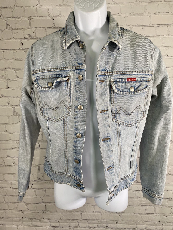Chaqueta de mezclilla envejecida con botones azul lavado claro Big Star de colección L Foto 1 de 4