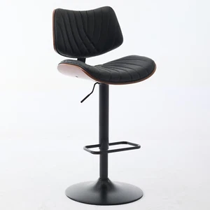 1Set Bar Stools PU Leather Walnut Bentwood Counter Height Swivel Pub Bar Chairs - Picture 1 of 12