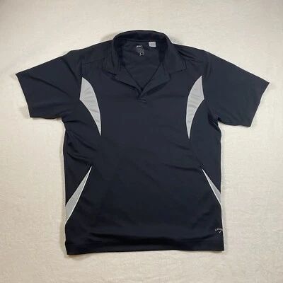 Polo Callaway para hombre grande negro/plateado manga corta rendimiento de golf Foto 1 de 4