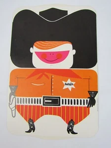 Lot VTG 1960s Mod Die Cut Cowboy Gift Box Snap Wrap Spur Prints USA - Picture 1 of 6