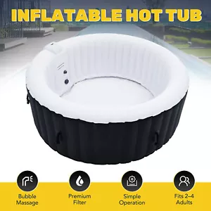 4 Person 6ft Inflatable Hot Tub Pool with Massage Jets and All Accessories Black - Picture 1 of 10