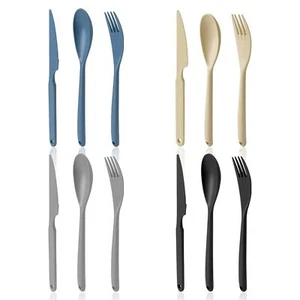 Large Knives Spoons and Forks Set 12pcs Reusable Plastic Utensils Cutlery Set... - Picture 1 of 7