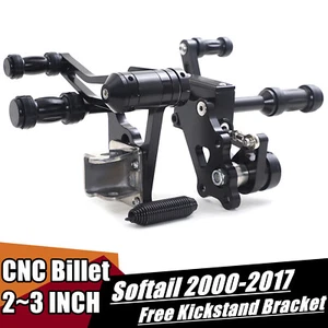 Black Forward Controls & Kickstand Bracket for Harley Softail Slim FLS 2012-2017 - Picture 1 of 7