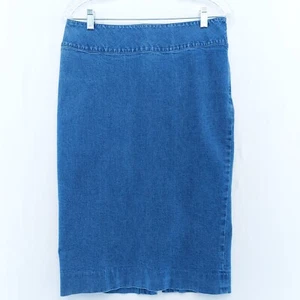 Faconnable Size 8 Stretch Denim Pencil Skirt, Below Knee, Back Slit, Hong Kong - Picture 1 of 18