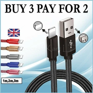 Fast Cable For iPhone 7 8 6 5 x 11 pro Long Charger Charging Fast Lead 1m 2m 3m - Picture 1 of 16