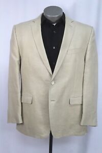 mens tan CALVIN KLEIN blazer jacket 100% LINEN sport suit coat two button 42 R