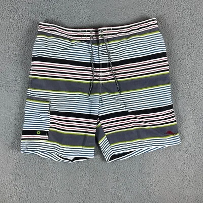 Tommy Bahama Calzoncillos Para Hombre Extra Grandes Azul Rayas Cordón Frente Plano Playa Foto 1 de 4