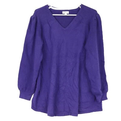 Suéter túnica feminino Style & Co manga plissada, médio, íris meia-noite (roxo) - Imagem 1 de 3