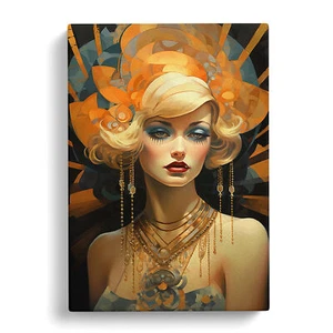 Art Deco Frau konzeptionell Leinwand Wandbild Kunstdruck gerahmtes Bild Deko Wohnzimmer - Bild 1 von 4