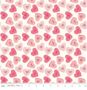 RETRO CLASSIC VALENTINES SWEETHEARTS CANDY ON CREAM BY R BLAKE FABRIC HALF YARD - Picture 1 of 1