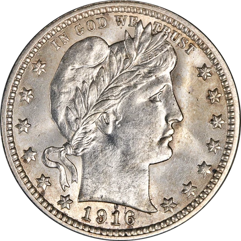 1916-D Barber Quarter Choice BU++ Superb Eye Appeal Strong Strike Cover