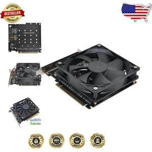 4X NVMe M.2 AHCI to PCI-E Express 3.0 RAID Card with Fan and Flexible Storage - Picture 1 of 11