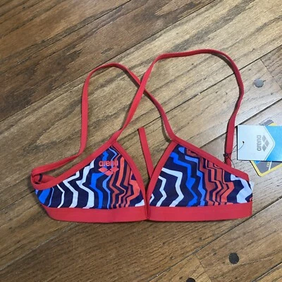 Top de bikini de natación Arena Training talla 26 EE. UU. NUEVO CON ETIQUETAS rojo blanco azul Foto 1 de 2