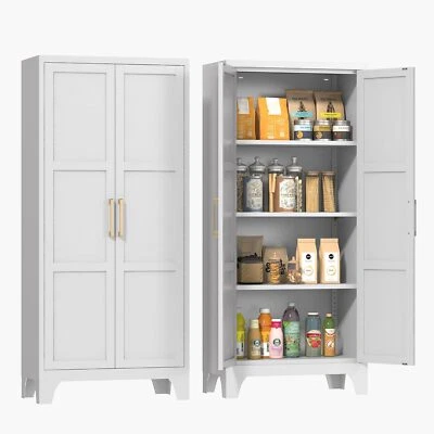 NEW Farmhouse Kitchen Pantry, Metal Storage Cabinet with Shelves for Home,Office - Image 1 of 4