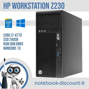 Workstation HP Z230 Core i7-4770 Ram 8gb SSD 240gb Win10 Desktop PC Tower - Imagen 1 de 3