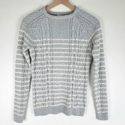 Suéter tejido con cable gris marfil a rayas Vineyard Vines para mujer talla XS usado en excelente estado Foto 1 de 4