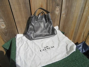 COACH Silver Metallic Leather Hobo Shoulder Bag w/ Dust Bag - Picture 1 of 12