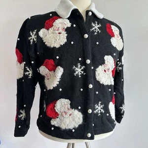 Design Options Philip & Jane Gordon Christmas Cardigan Sweater Santa LARGE Pearl - Bild 1 von 6