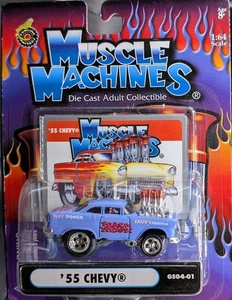 Vintage Muscle Machines 2004 - '55 Chevy Bel Air (Blue) - Black Widow - Picture 1 of 4