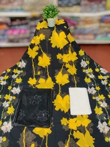 Swiss Color Negro, verde guisante, bronceado contiene diseño de flores multicolor. - Imagen 1 de 3